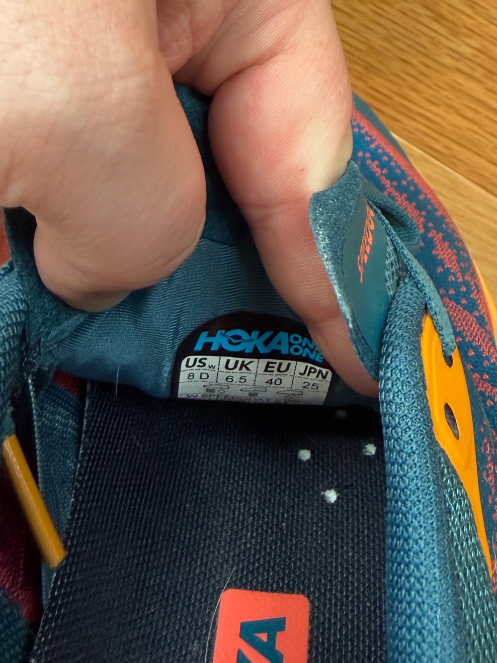 WIDE Hoka Speedgoat 5 Women’s Running Shoes Sneakers Size 8 Wide 8W Blue Orange - Picture 5 of 6